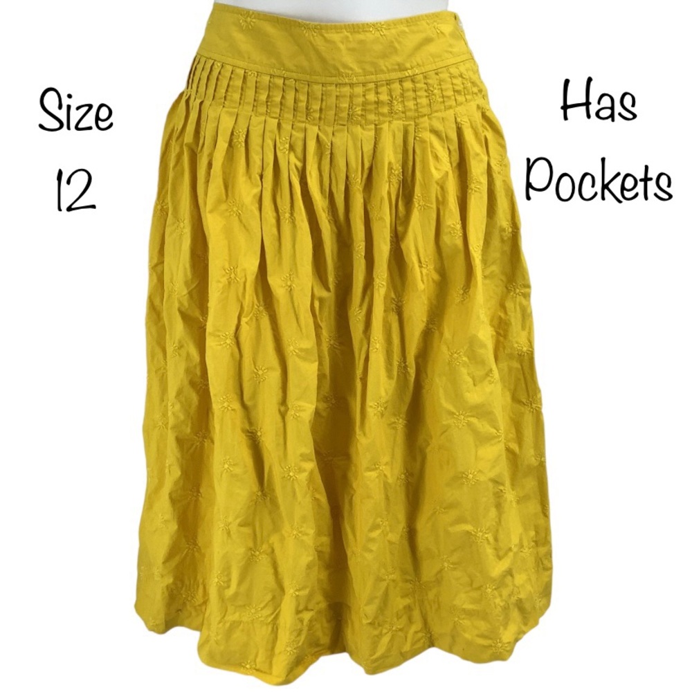 GAP Embroidered Pintuck Pleated Poplin Midi Skirt Size 12